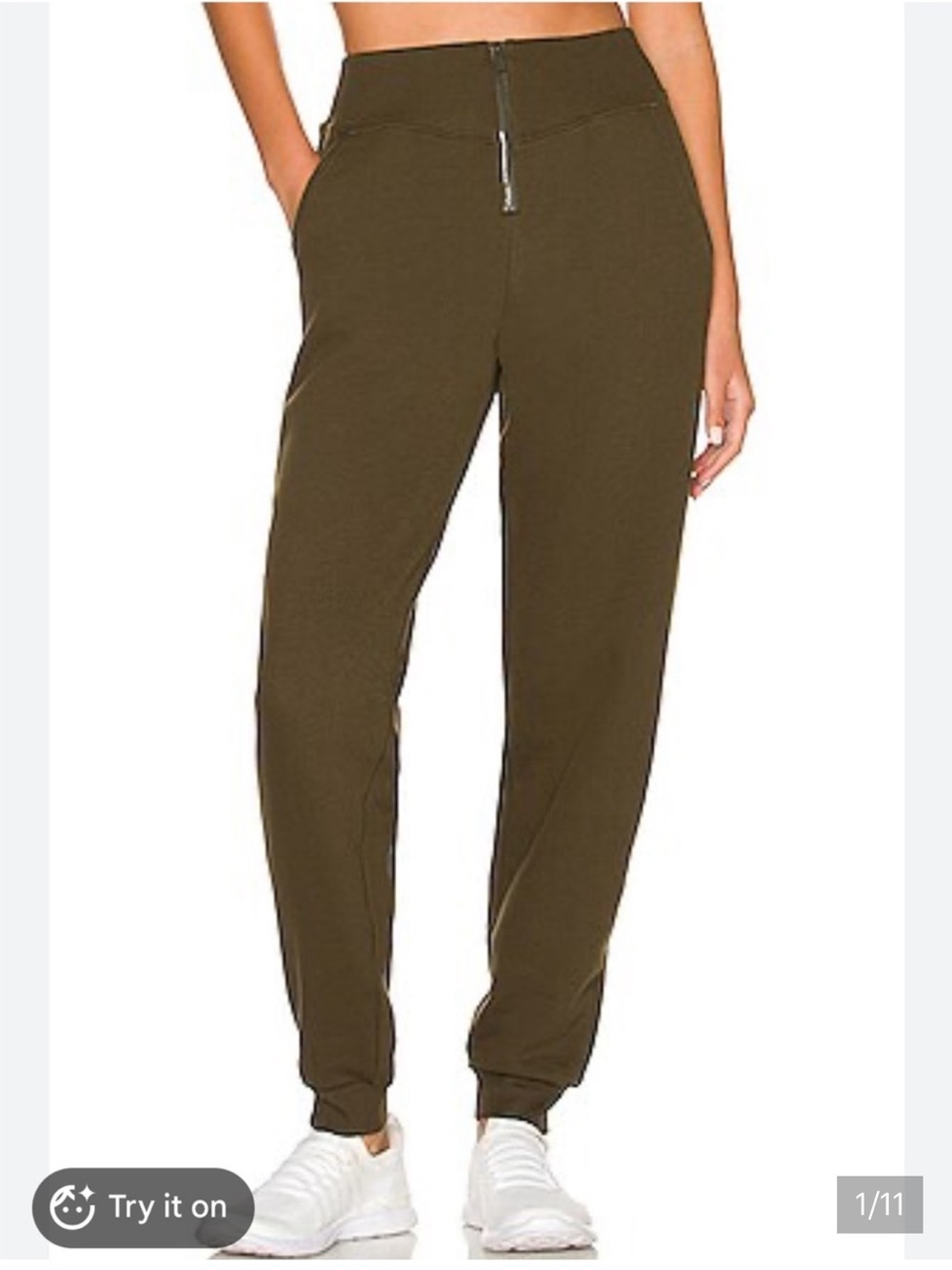 Alo Yoga Slick Zip Front Sweatpants Dark Olive Jogger